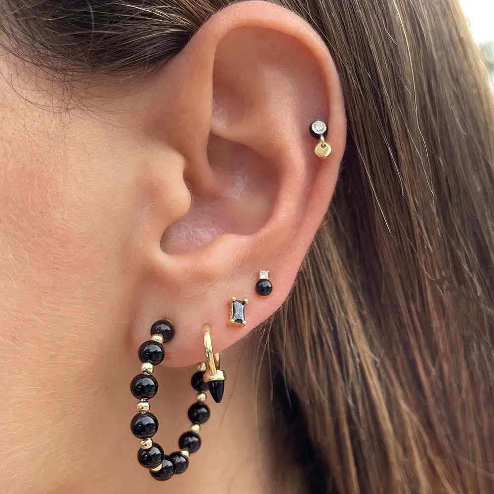CZ Onyx Baguette Stud Earring sold by Adina Eden's product image thumbnail 3
