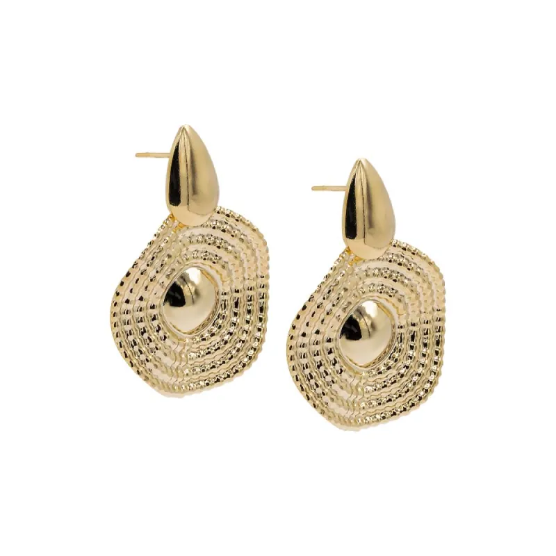 Chunky Ridged Fancy Drop Stud Earring sold by Adina Eden's