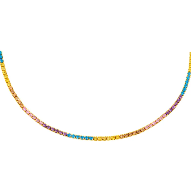 Pastel Multi Color Tennis Choker sold by Adina Eden's
