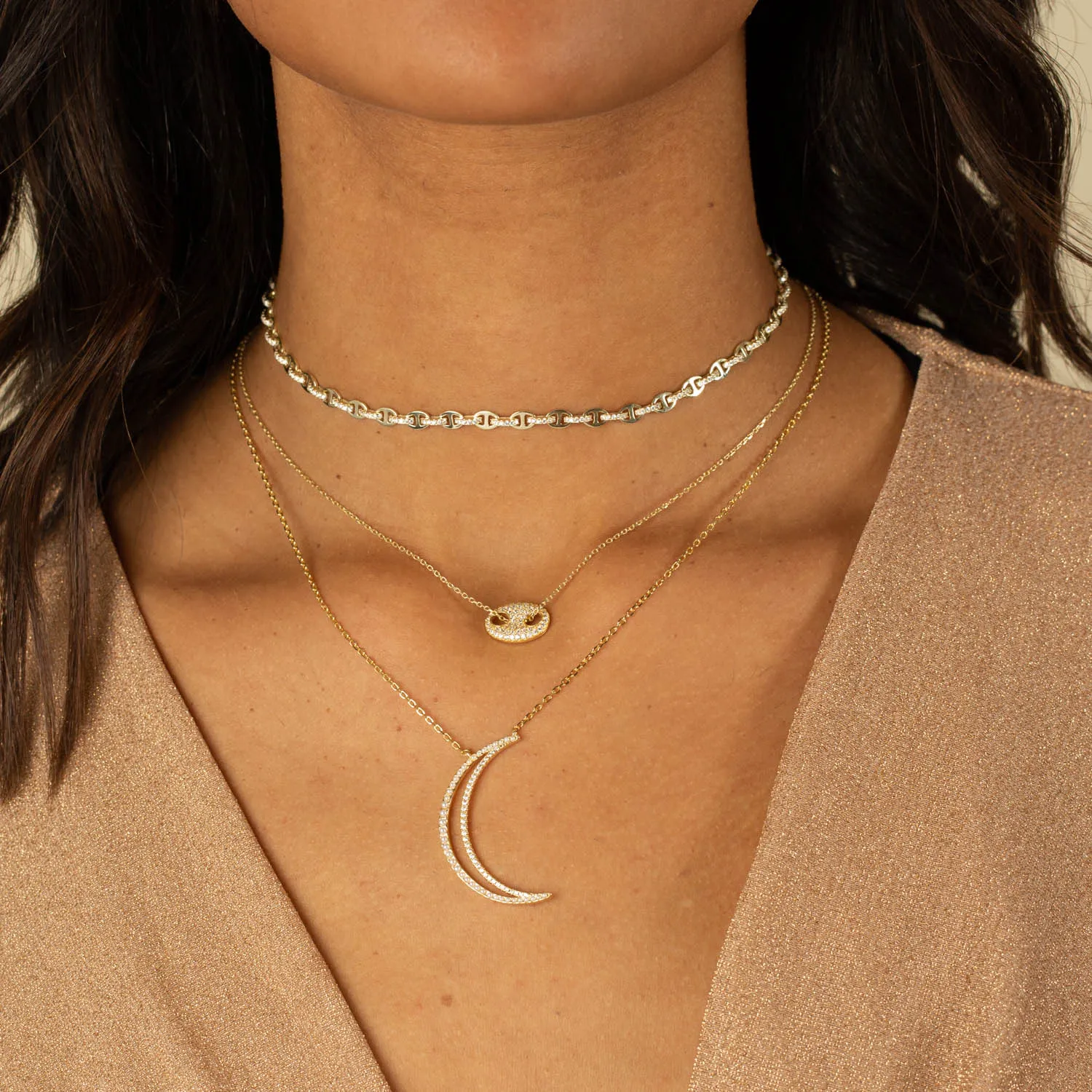 Pavé Puff Mariner Necklace sold by Adina Eden's product image thumbnail 2