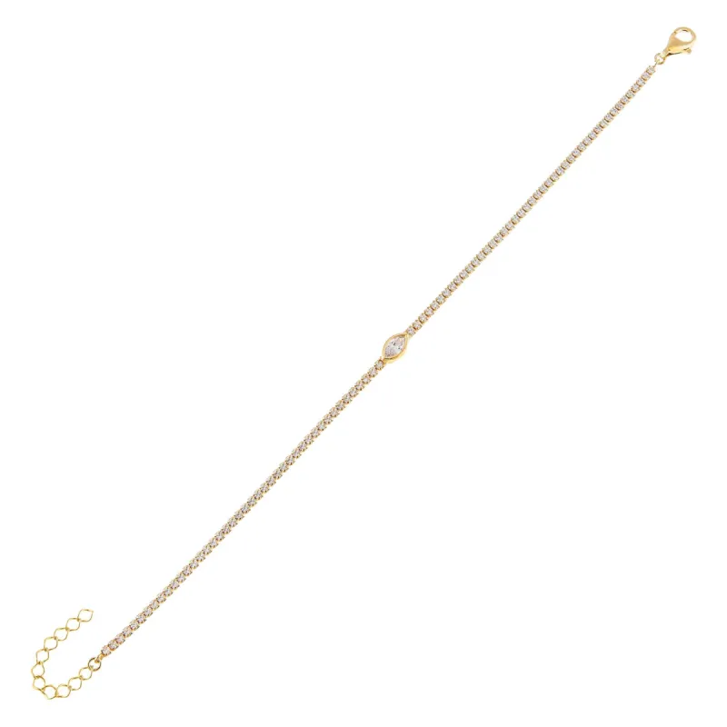 Marquise Bezel Thin Tennis Bracelet sold by Adina Eden's