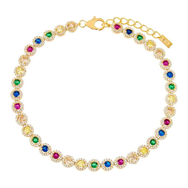 CZ Halo Multi-Color Anklet sold by Adina Eden's