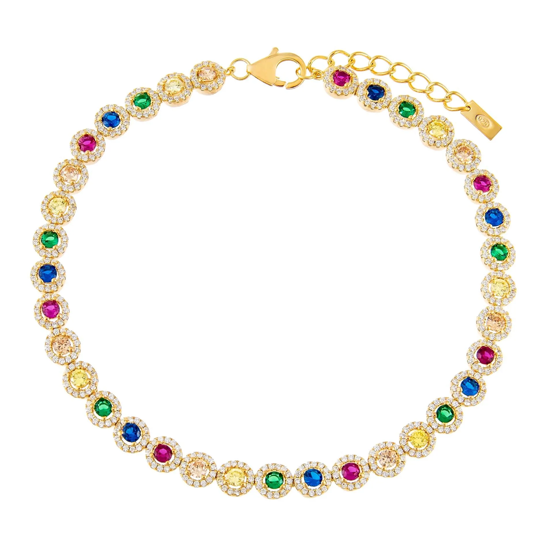 CZ Halo Multi-Color Anklet sold by Adina Eden's