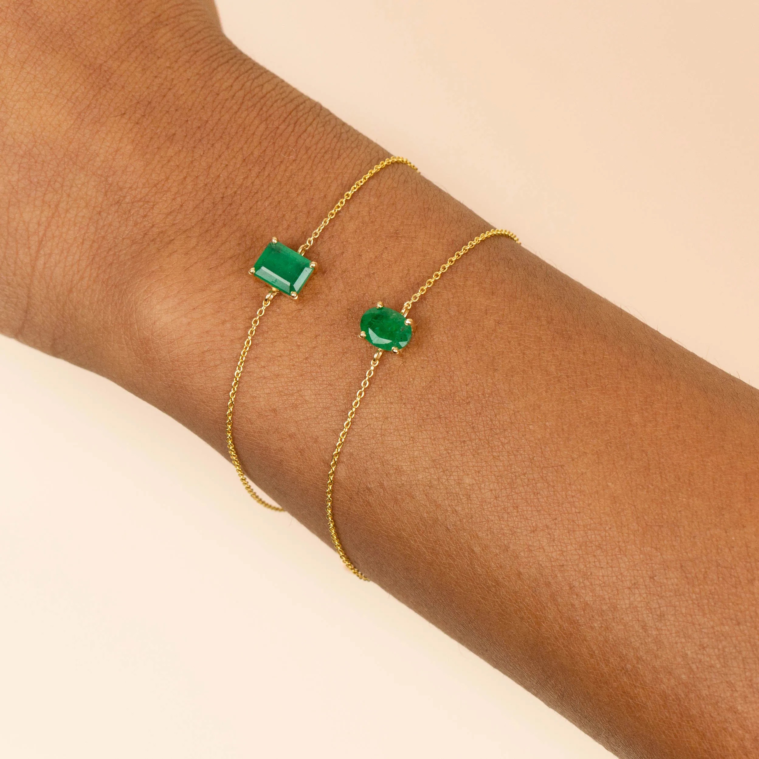 Green Emerald Cut Bracelet 14K sold by Adina Eden's product image thumbnail 2