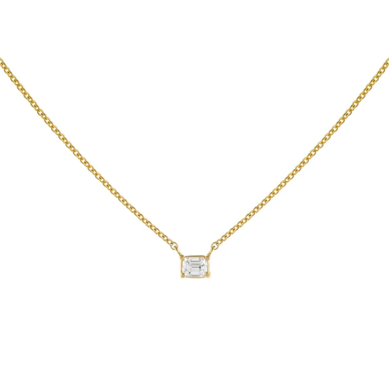 Diamond Tiny Rectangle Necklace 14K sold by Adina Eden's