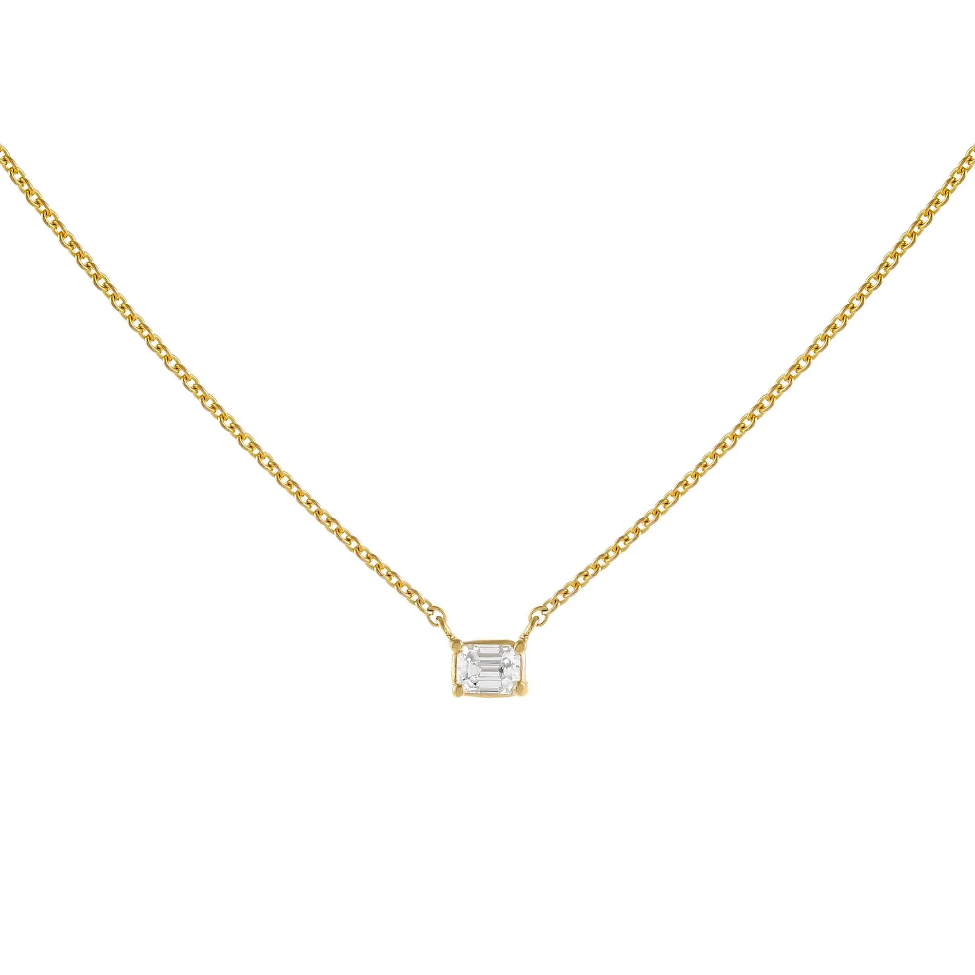 Diamond Tiny Rectangle Necklace 14K sold by Adina Eden's