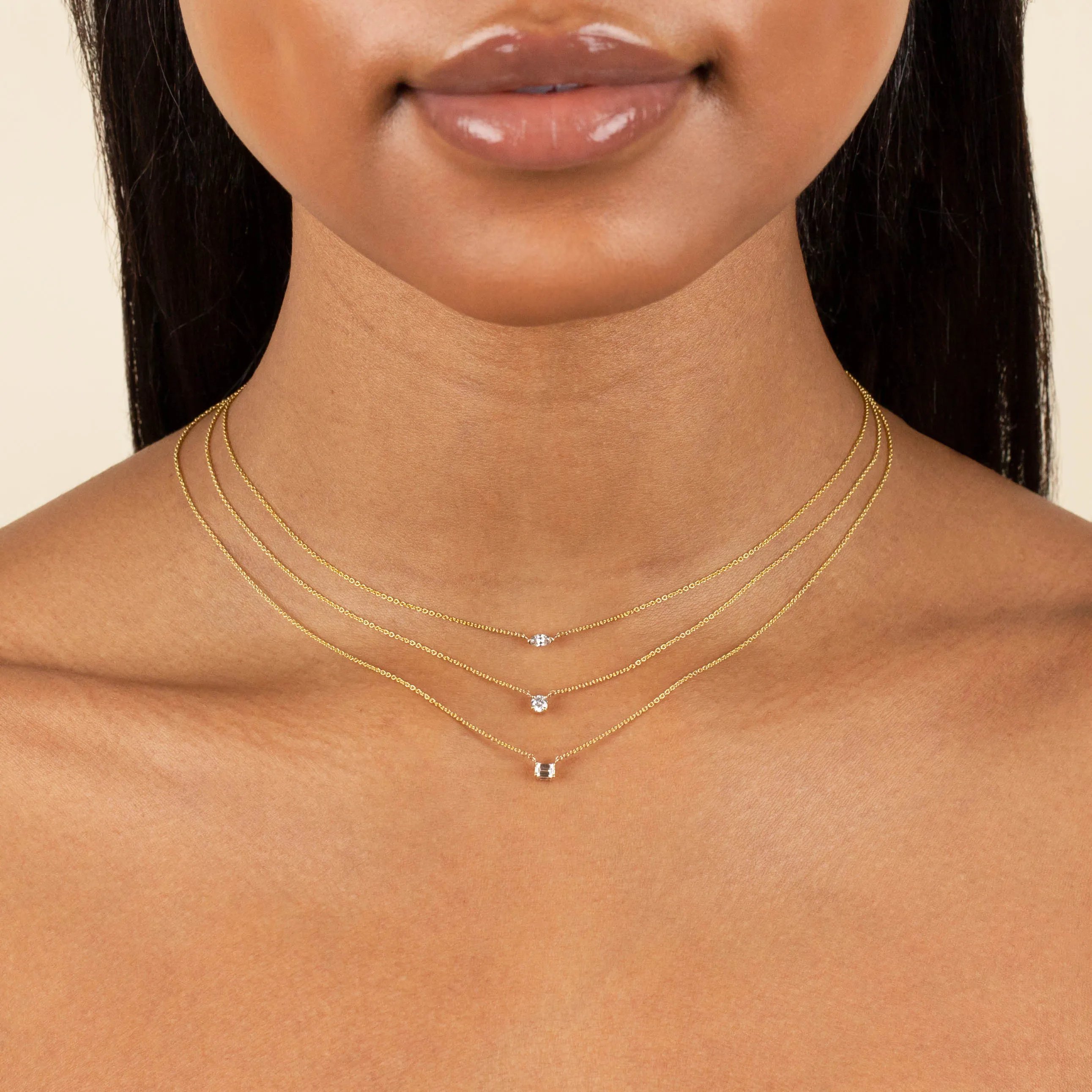 Diamond Tiny Rectangle Necklace 14K sold by Adina Eden's product image thumbnail 2