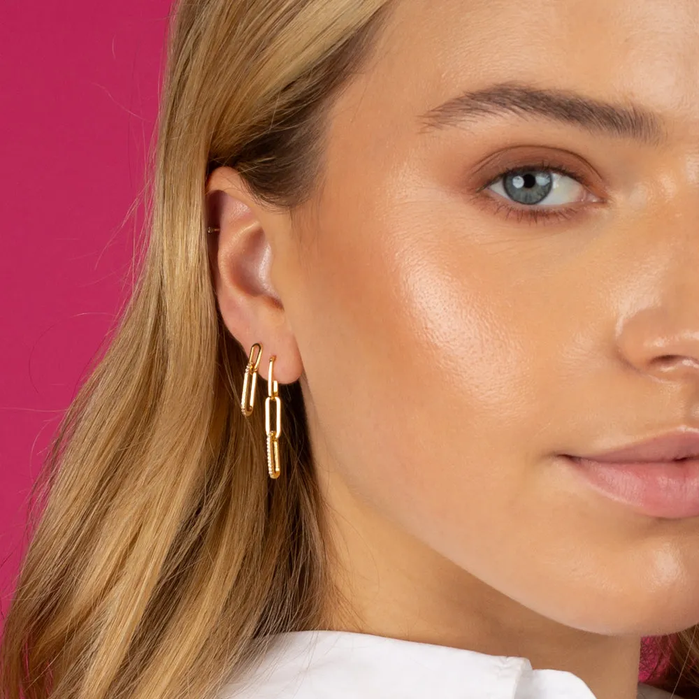 Double Pavé Paperclip Drop Stud Earring sold by Adina Eden's product image thumbnail 3