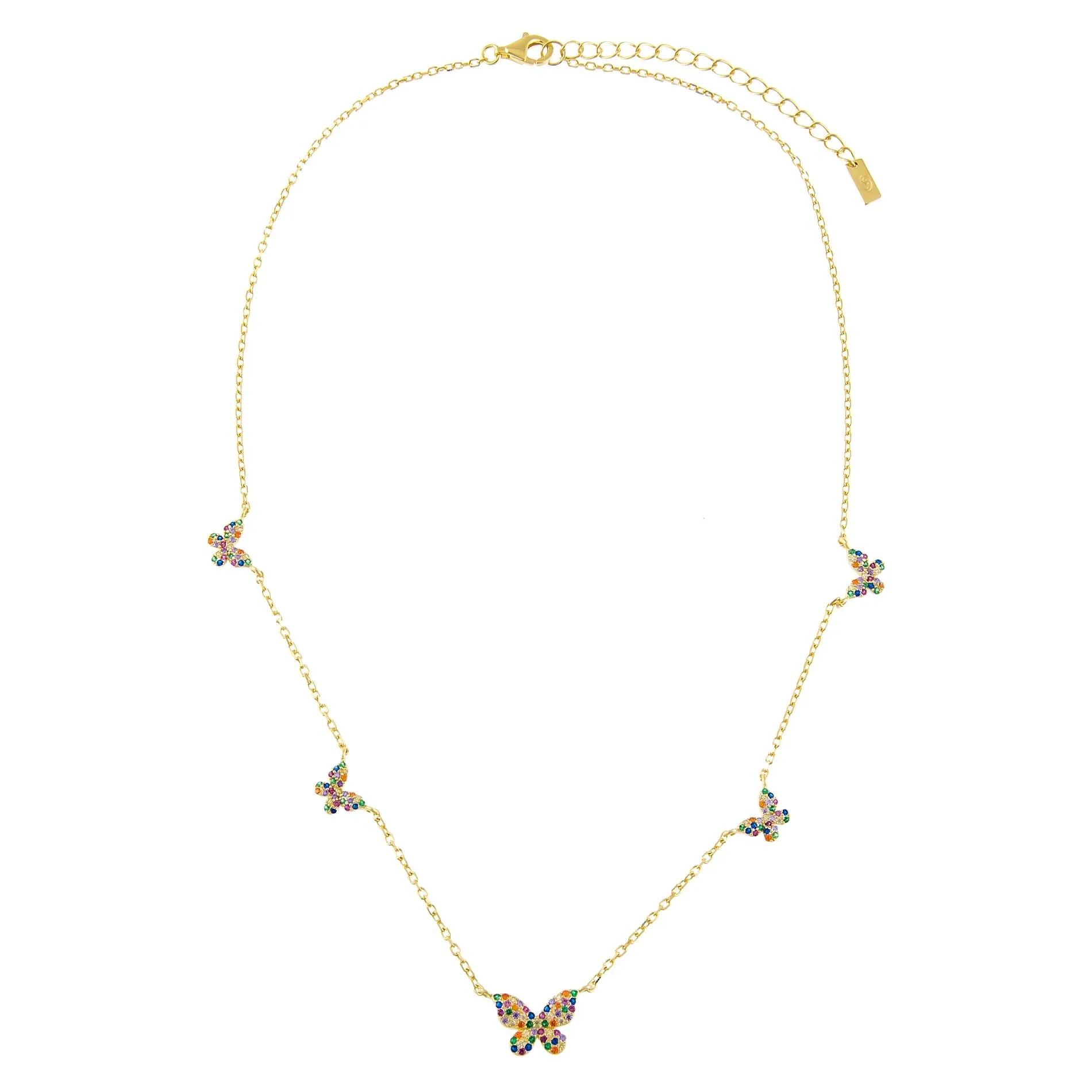 Pavé Rainbow 5 Butterfly Necklace sold by Adina Eden's product image thumbnail 3