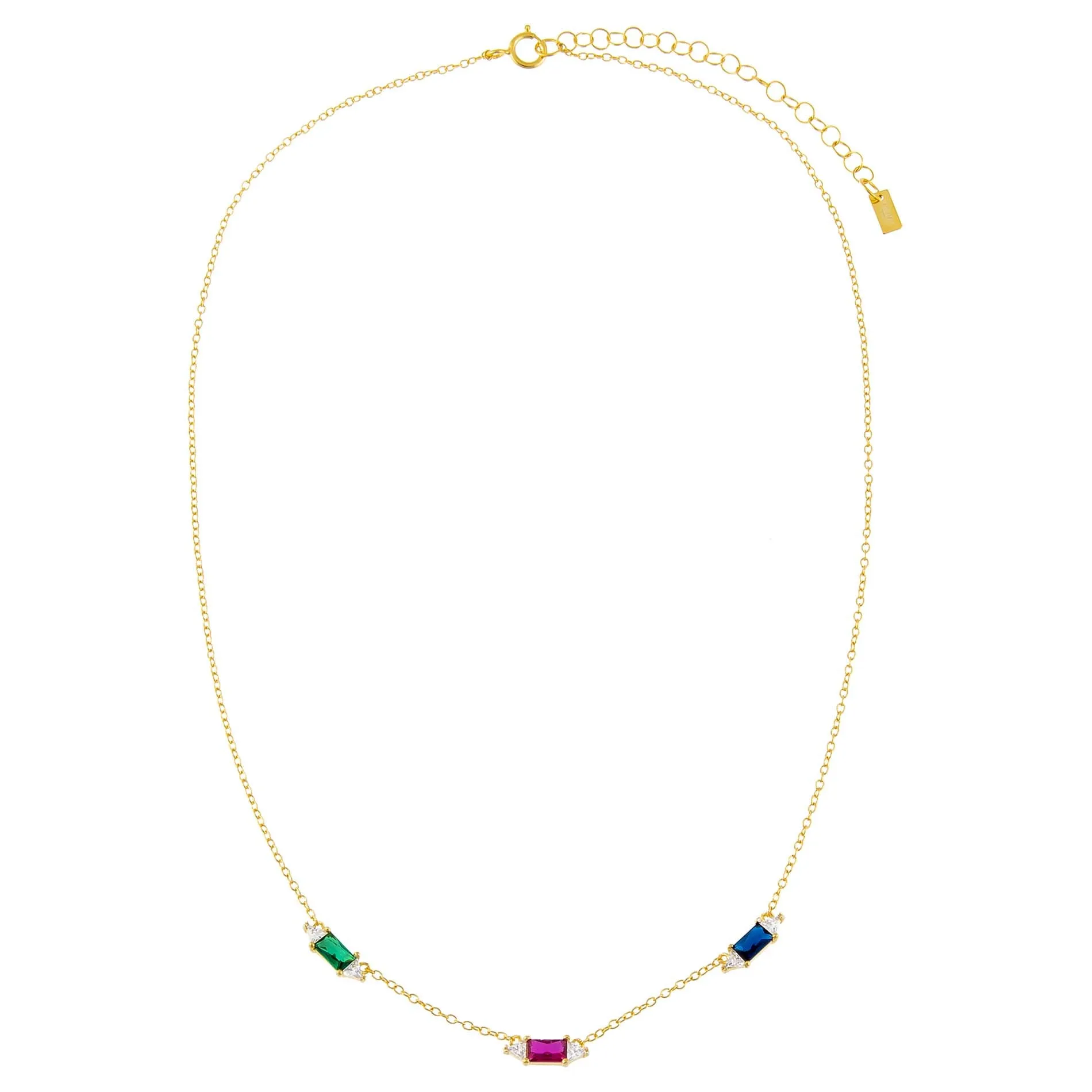 CZ Multi Color Emerald Stone Necklace sold by Adina Eden's product image thumbnail 3