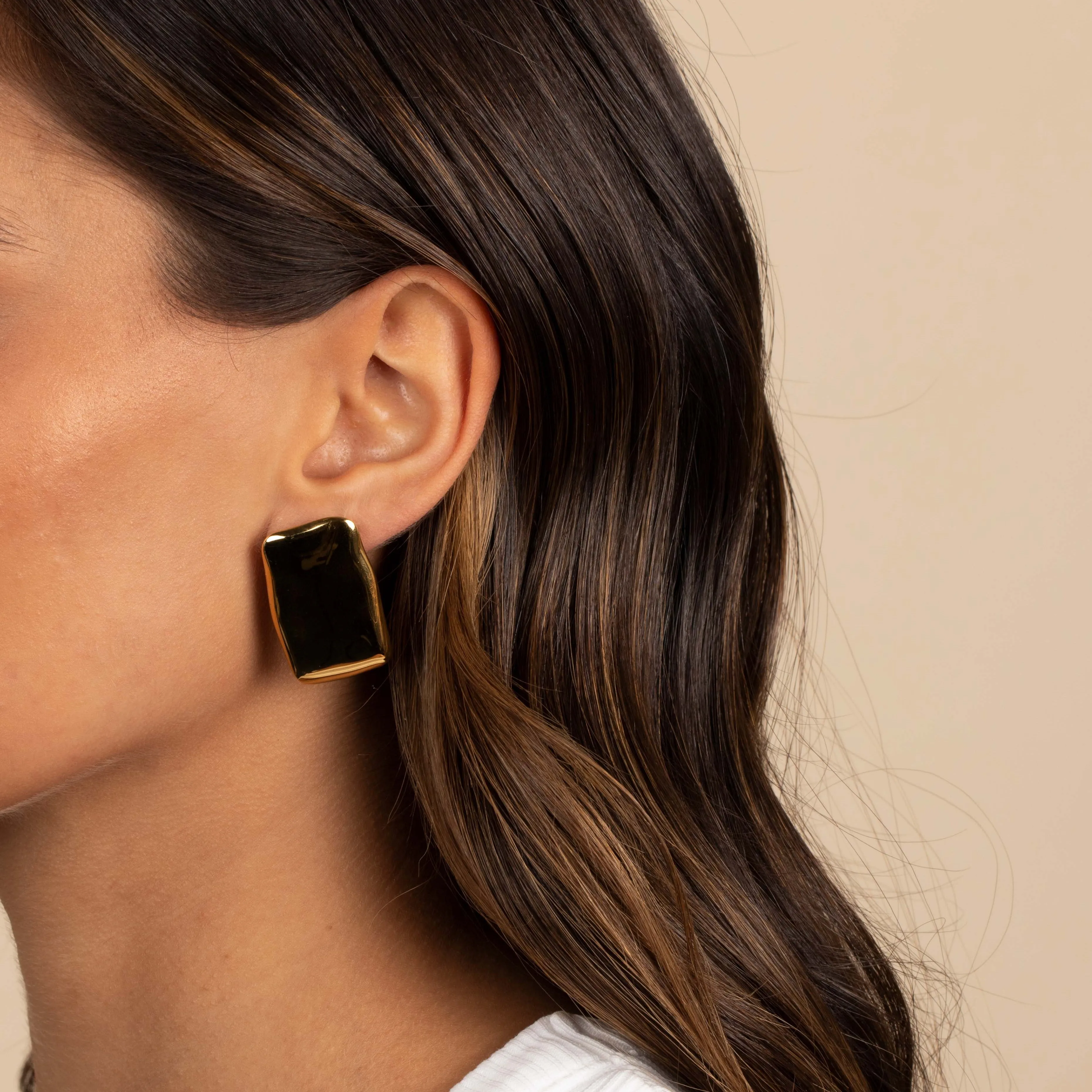 Solid Large Rectangle Button Stud Earring sold by Adina Eden's product image thumbnail 2