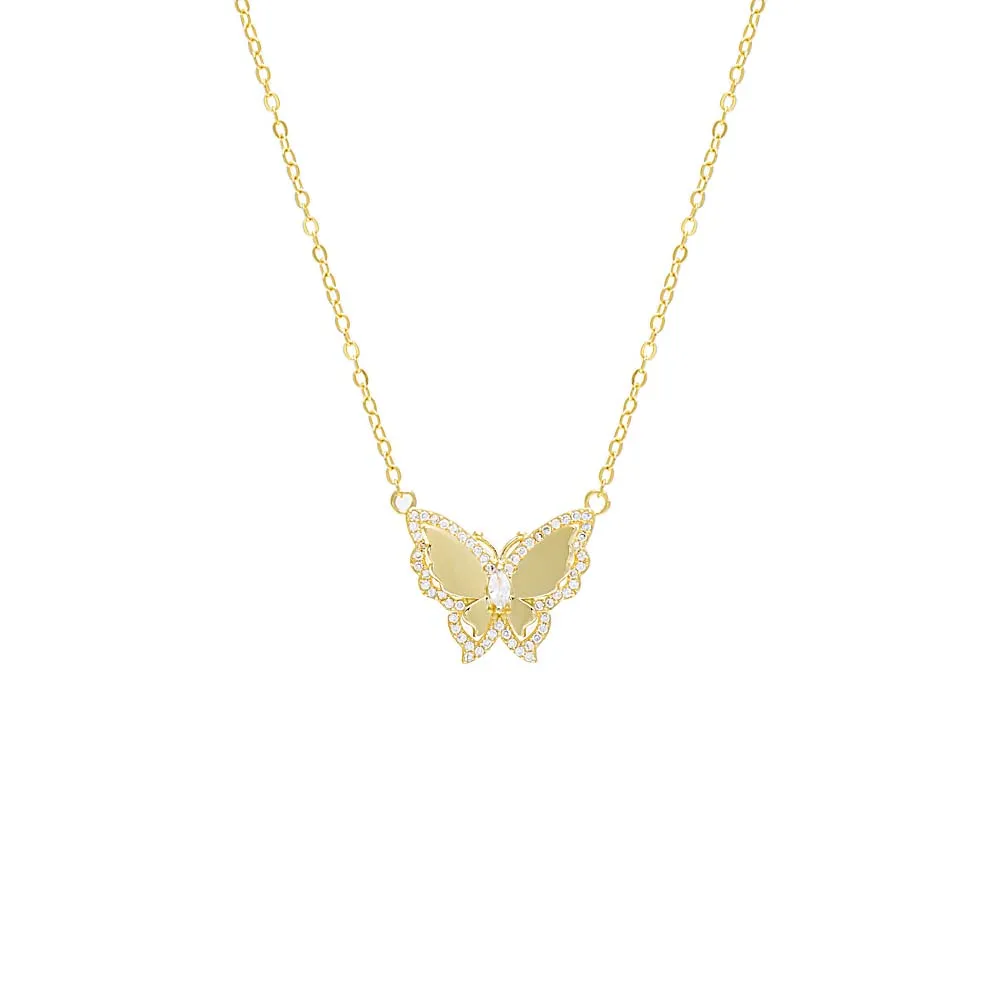 3D Pave/Solid Butterfly Necklace sold by Adina Eden's