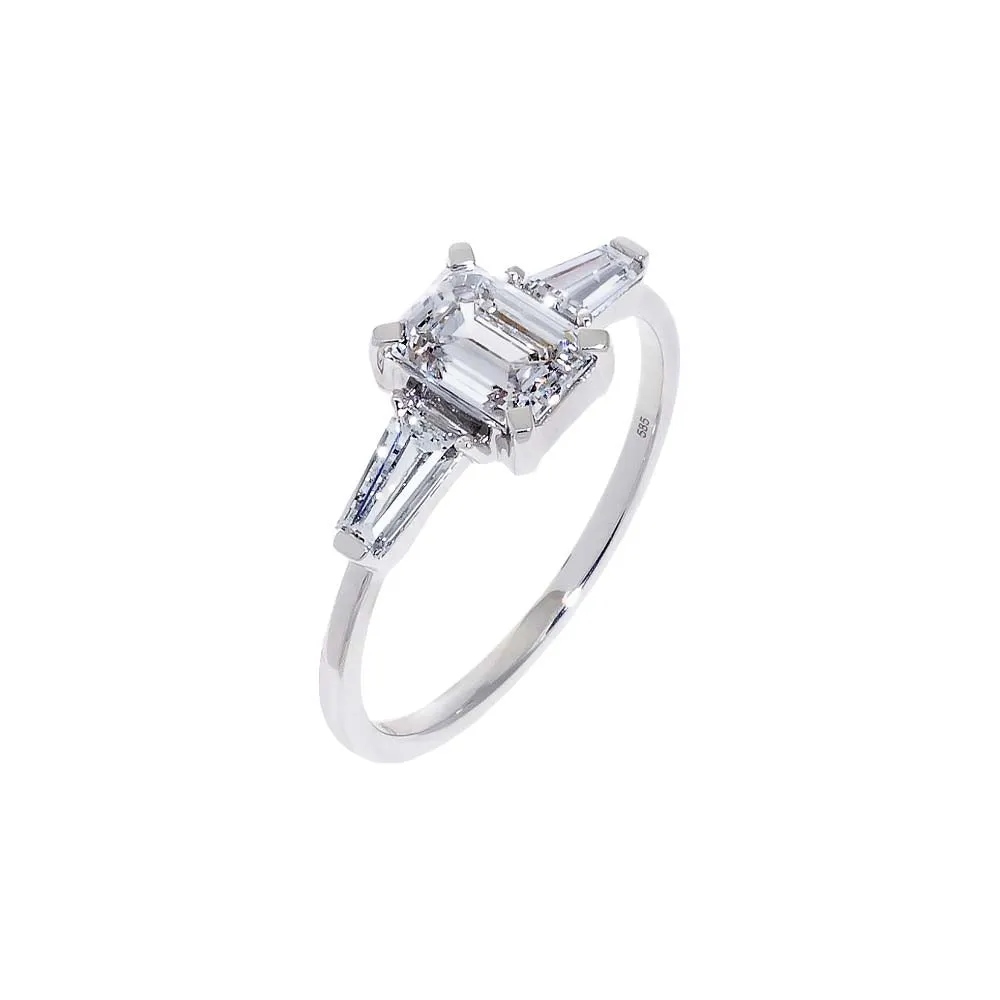 Lab Grown Diamond Emerald Cut Tapered Baguette Engagement Ring 14K sold by Adina Eden's product image thumbnail 3