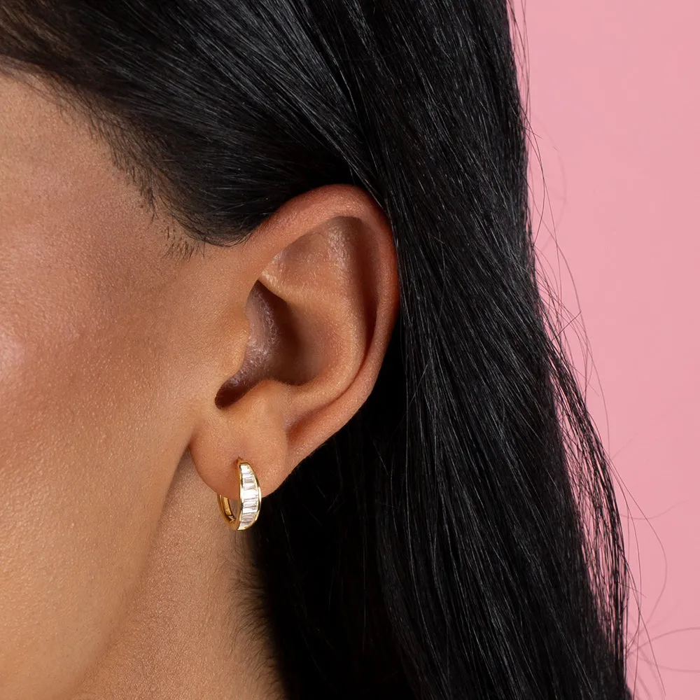 Baguette Bezel Huggie Earring sold by Adina Eden's product image thumbnail 3