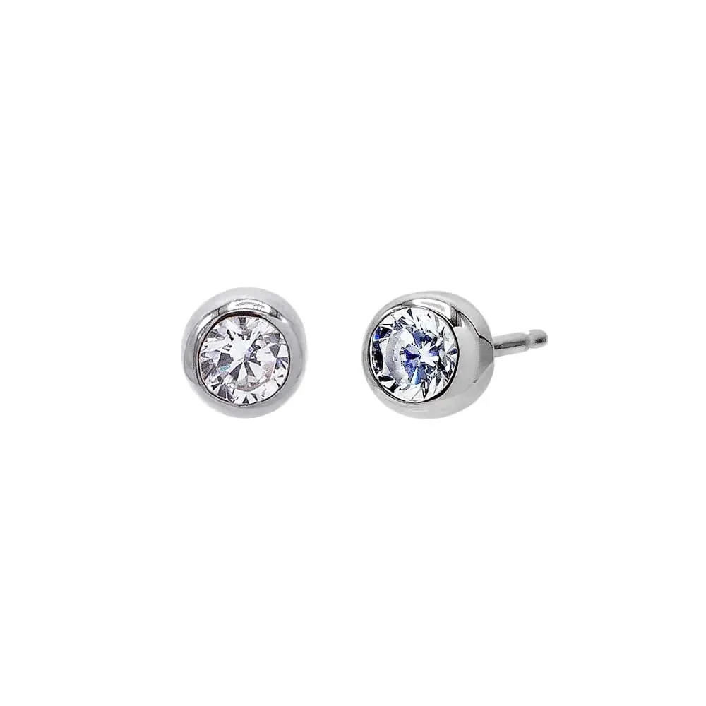 CZ Round Bezel Stud Earring 14K sold by Adina Eden's product image thumbnail 3