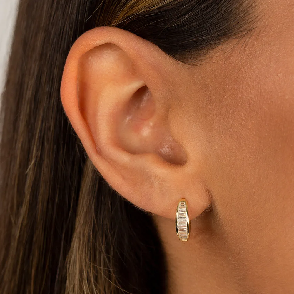 Baguette Bezel Huggie Earring sold by Adina Eden's product image thumbnail 2