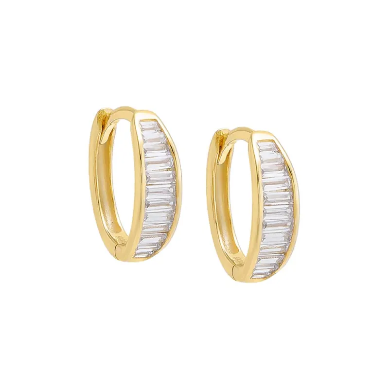 Baguette Bezel Huggie Earring sold by Adina Eden's