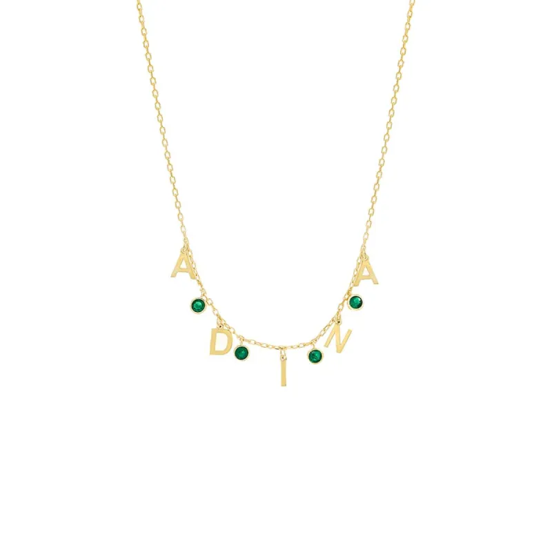 Solid Block Name x Emerald Necklace sold by Adina Eden's