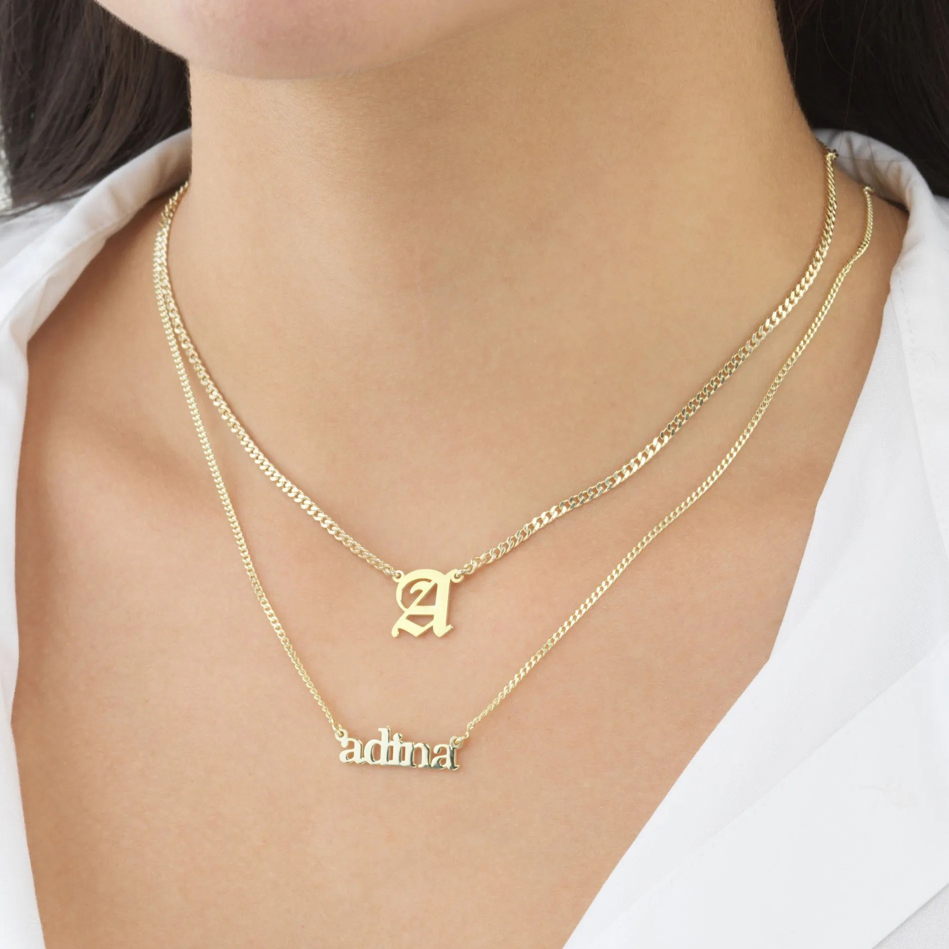 Mini Lowercase Nameplate Necklace sold by Adina Eden's product image thumbnail 2