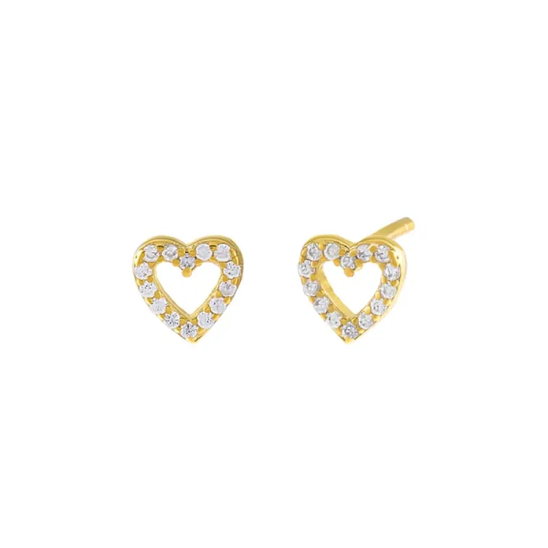 Pavé Open Heart Stud Earring sold by Adina Eden's