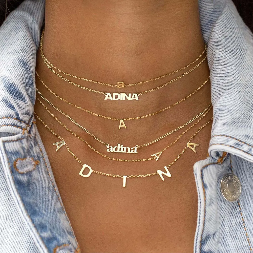 Mini Lowercase Nameplate Necklace sold by Adina Eden's product image thumbnail 3