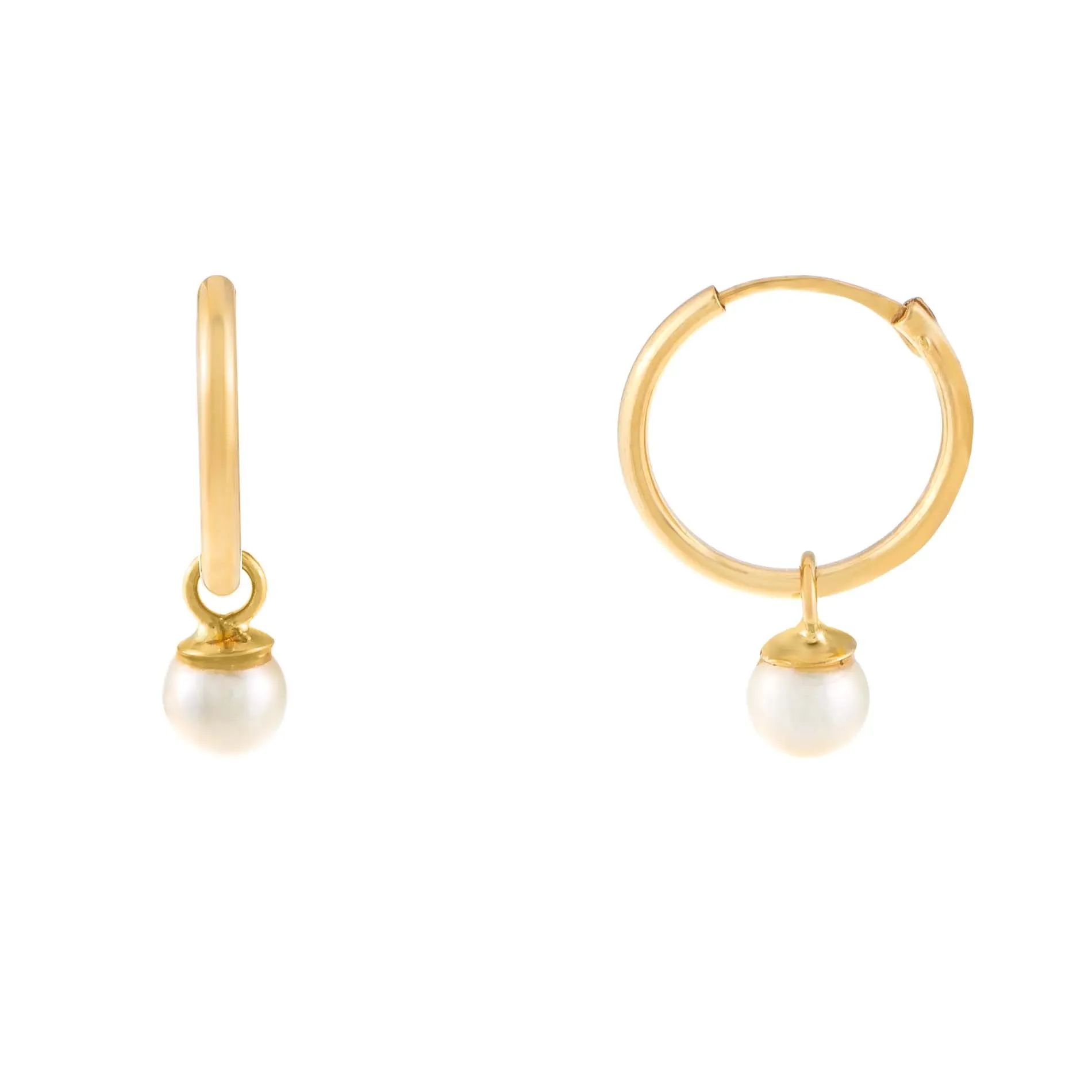 Mini Pearl Hoop Earring 14K sold by Adina Eden's
