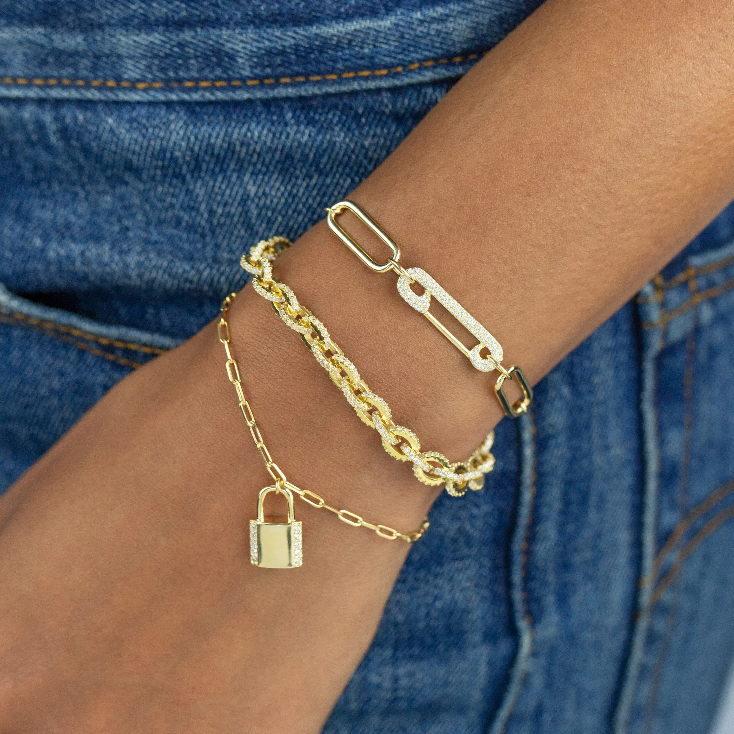 Pavé Circular Link Bracelet sold by Adina Eden's product image thumbnail 2