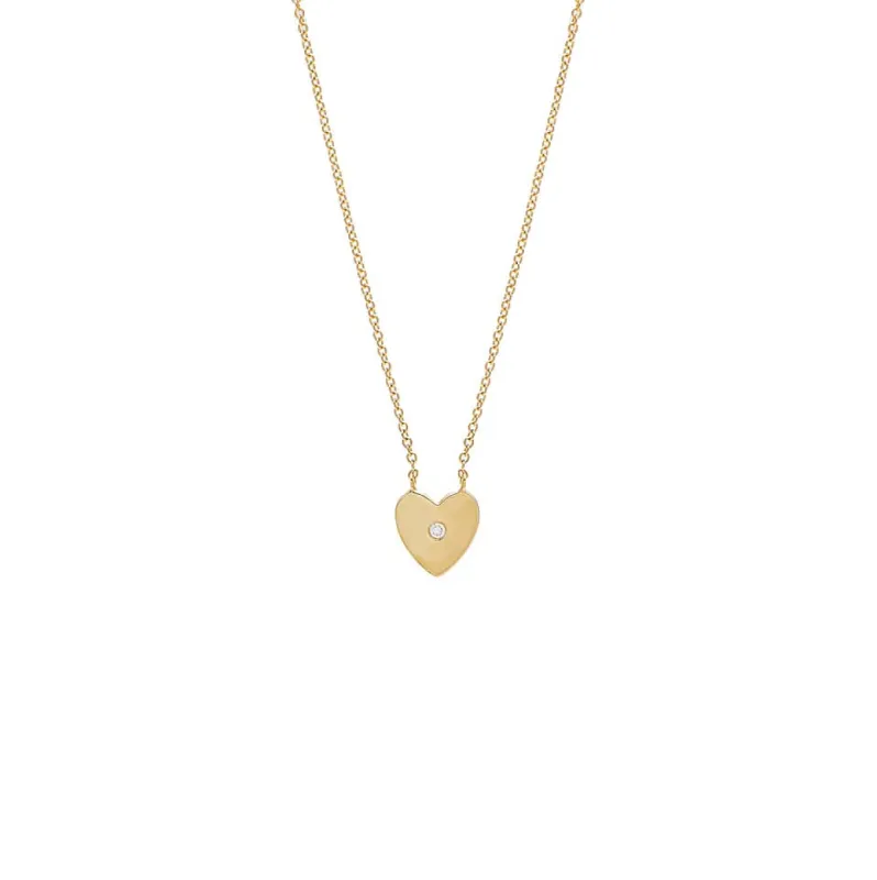 Single Diamond Pendant Heart Necklace 14K sold by Adina Eden's