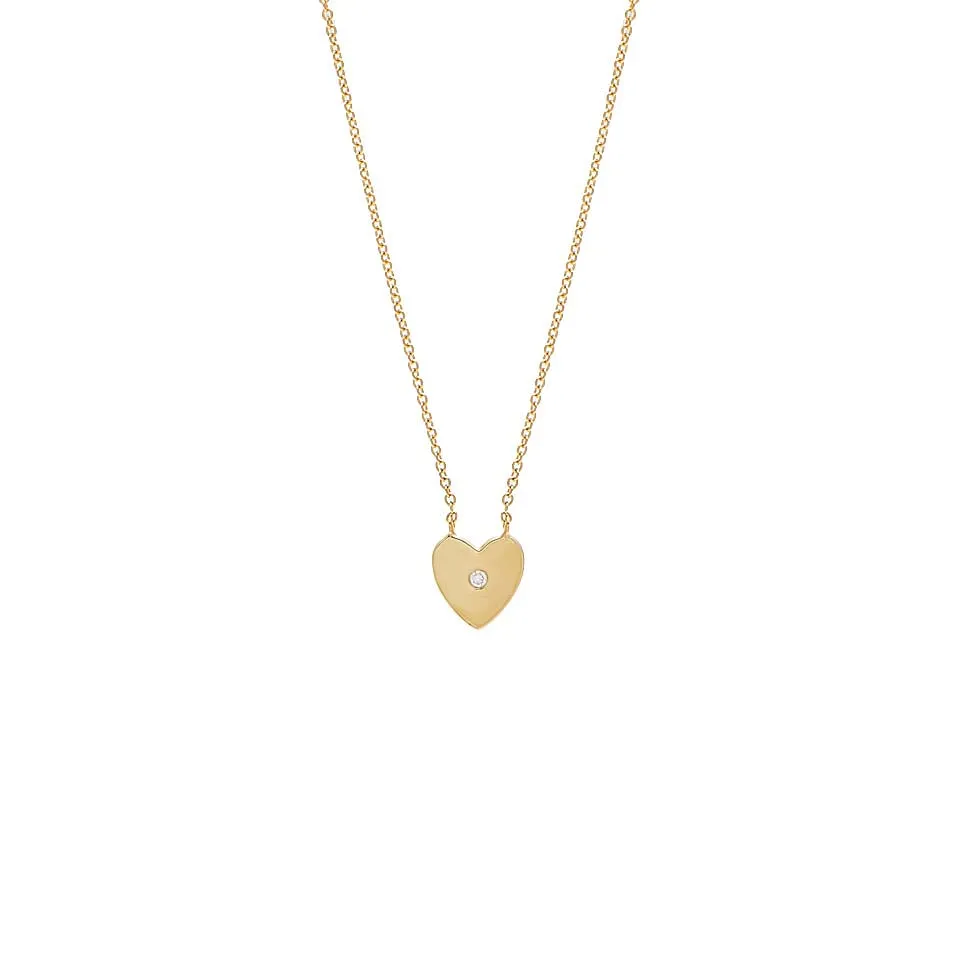 Single Diamond Pendant Heart Necklace 14K sold by Adina Eden's