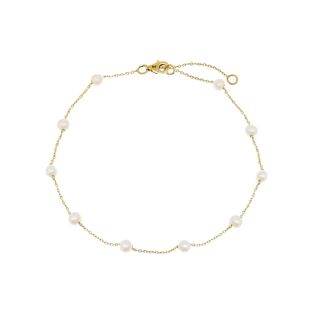 Petite Multi Pearl Anklet 14K sold by Adina Eden's
