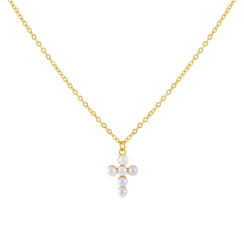 Pearl Cross Necklace sold by Adina Eden's