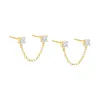 Colored Double Solitaire CZ Chain Stud Earring sold by Adina Eden's