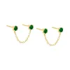 Colored Double Solitaire CZ Chain Stud Earring sold by Adina Eden's