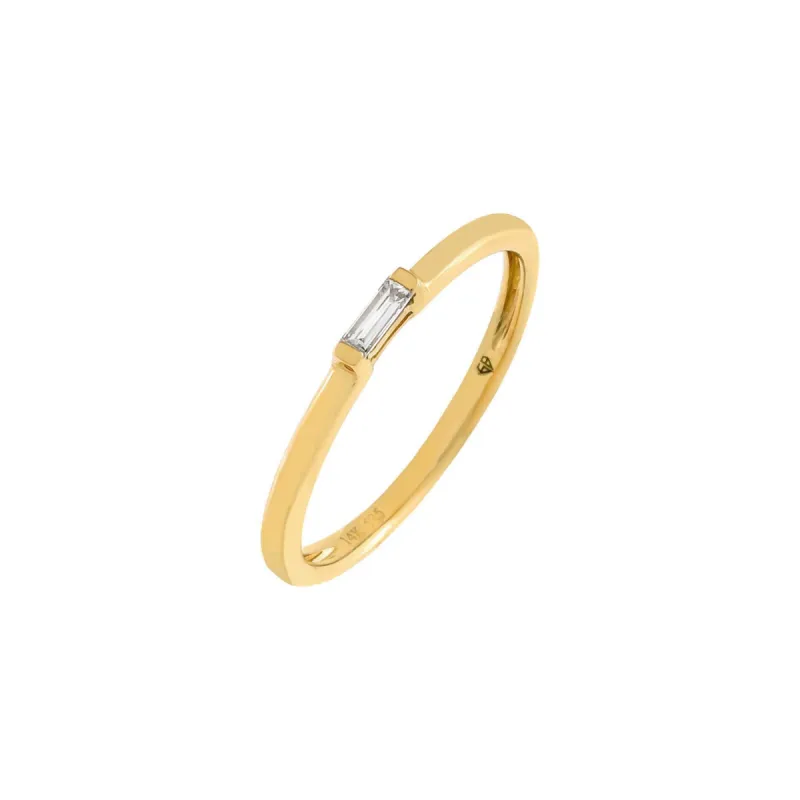 Diamond Dainty Baguette Ring 14K sold by Adina Eden's