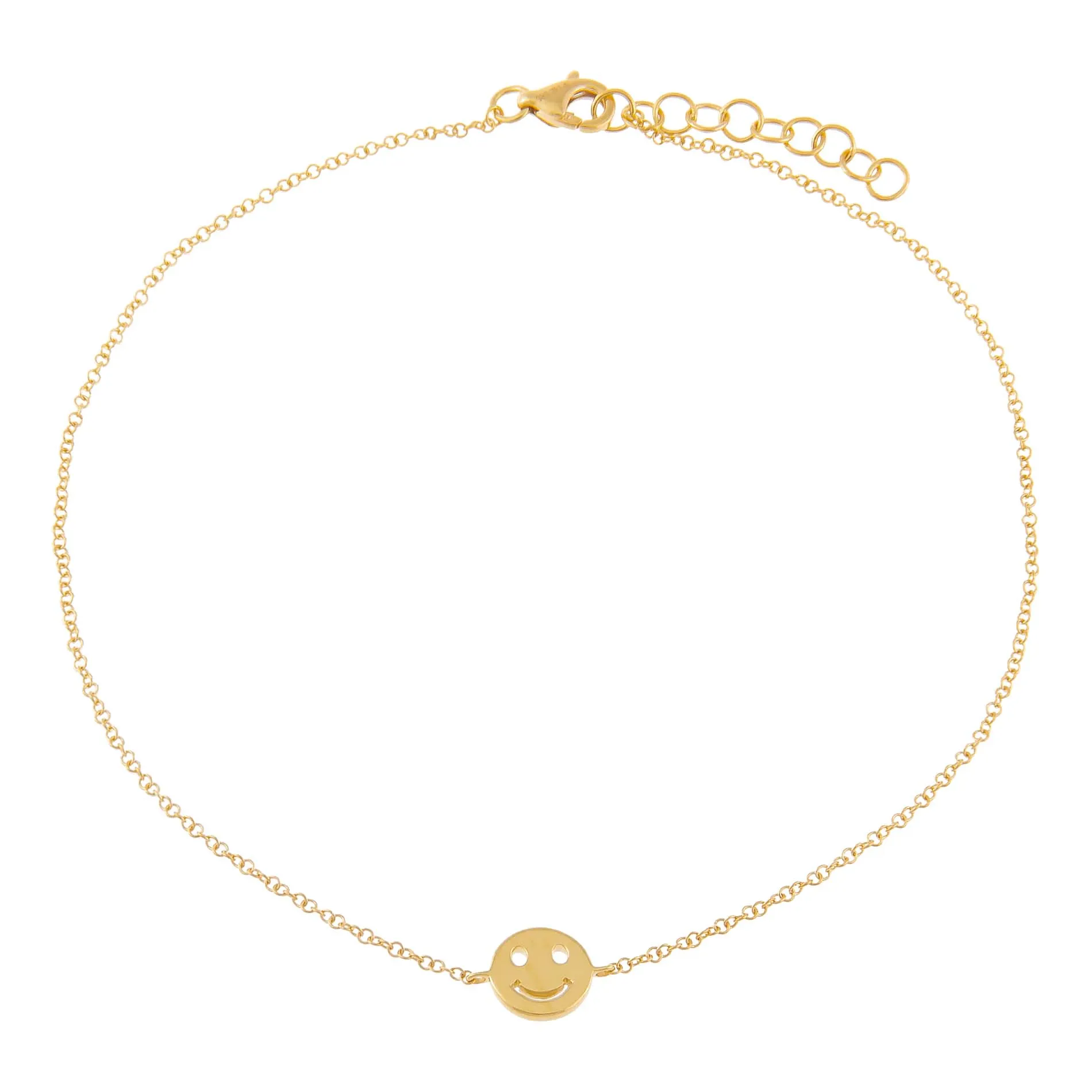 Solid Smiley Face Anklet 14K sold by Adina Eden's