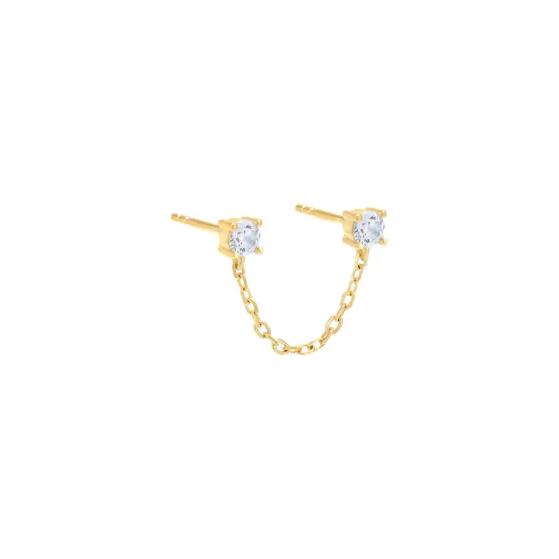 Colored Double Solitaire CZ Chain Stud Earring sold by Adina Eden's