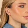 Colored Double Solitaire CZ Chain Stud Earring sold by Adina Eden's
