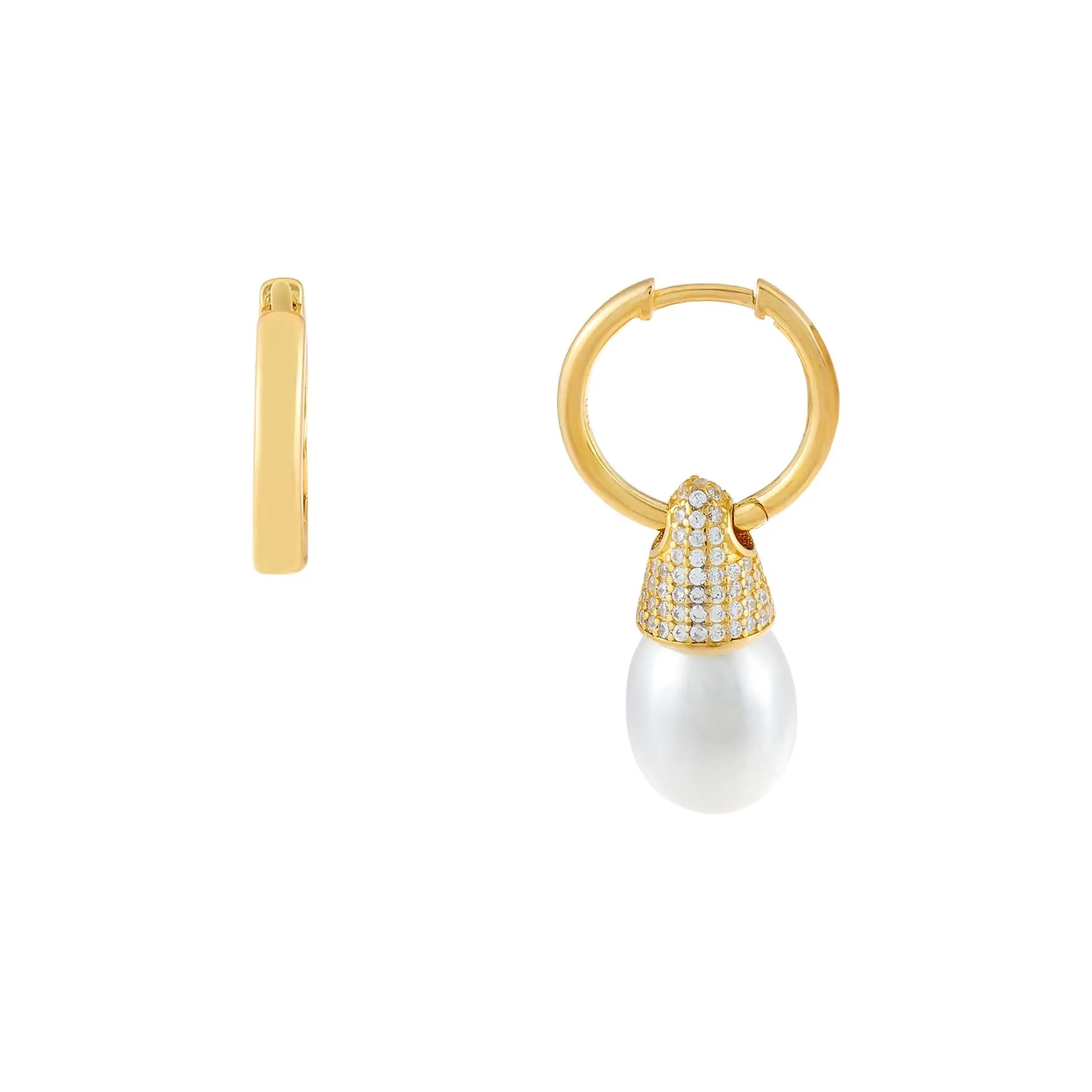 Pearl Spike Huggie Earring sold by Adina Eden's