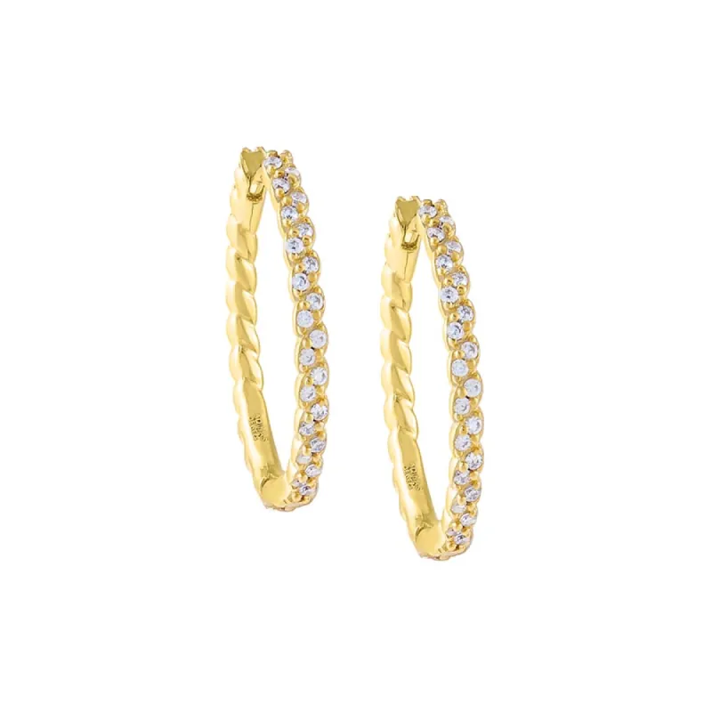 Braided CZ Hoop Earrings sold by Adina Eden's