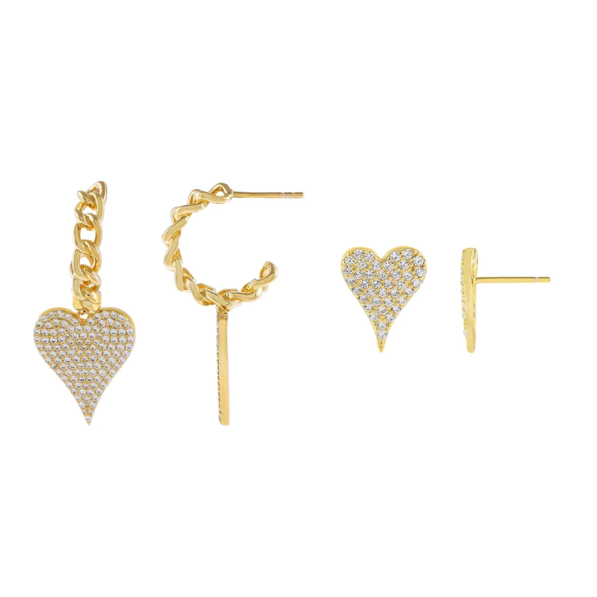 Pavé Heart Earring Combo Set sold by Adina Eden's