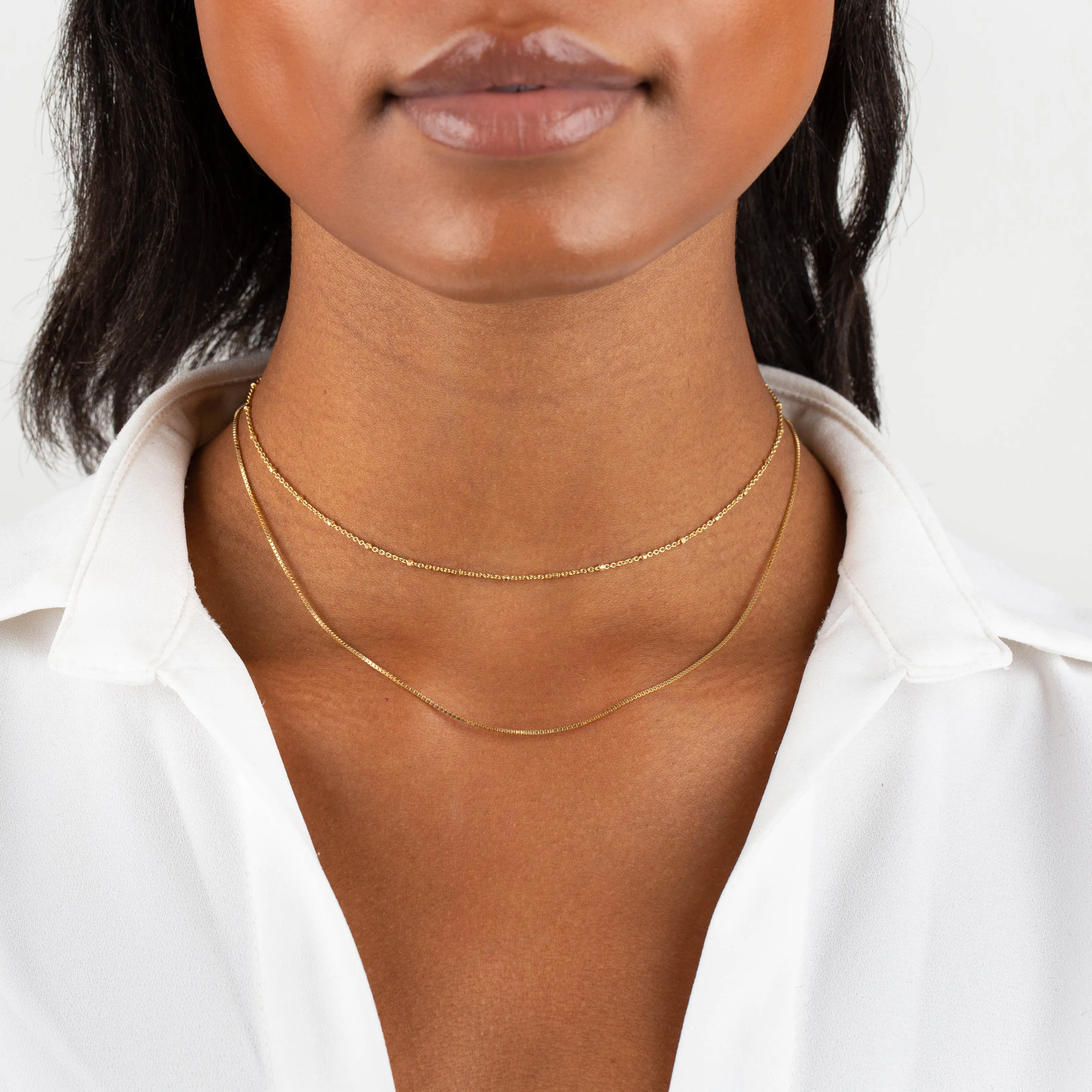 Thin Box Chain Necklace sold by Adina Eden's product image thumbnail 2