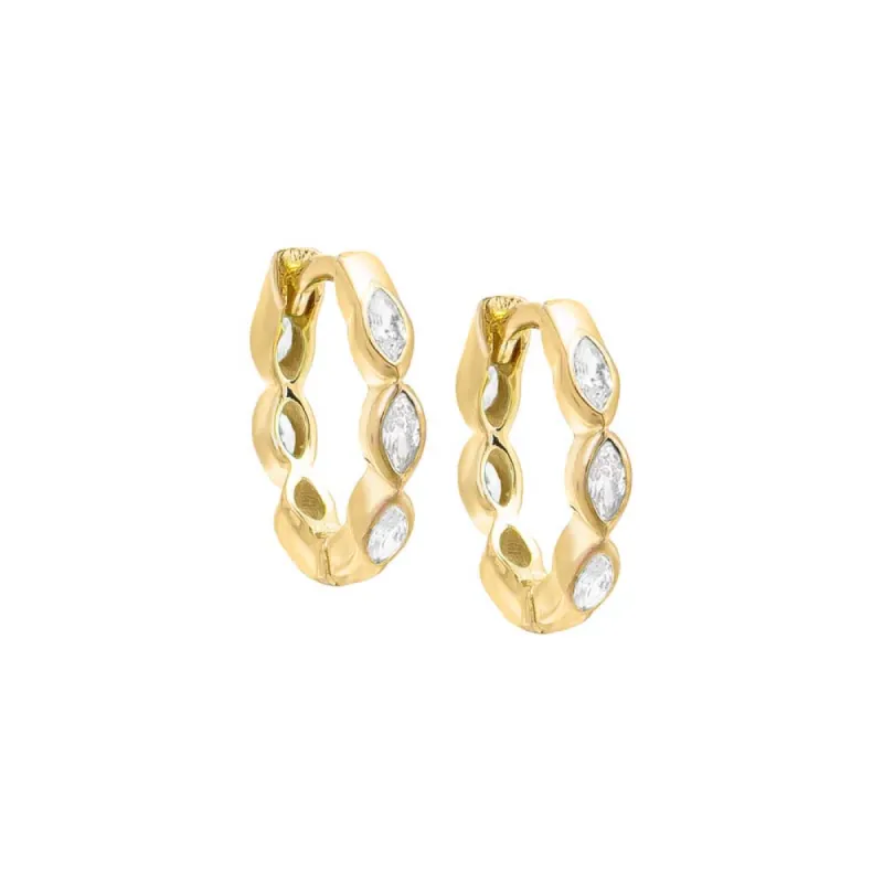 Colored Marquise Bezel Huggie Earring sold by Adina Eden's