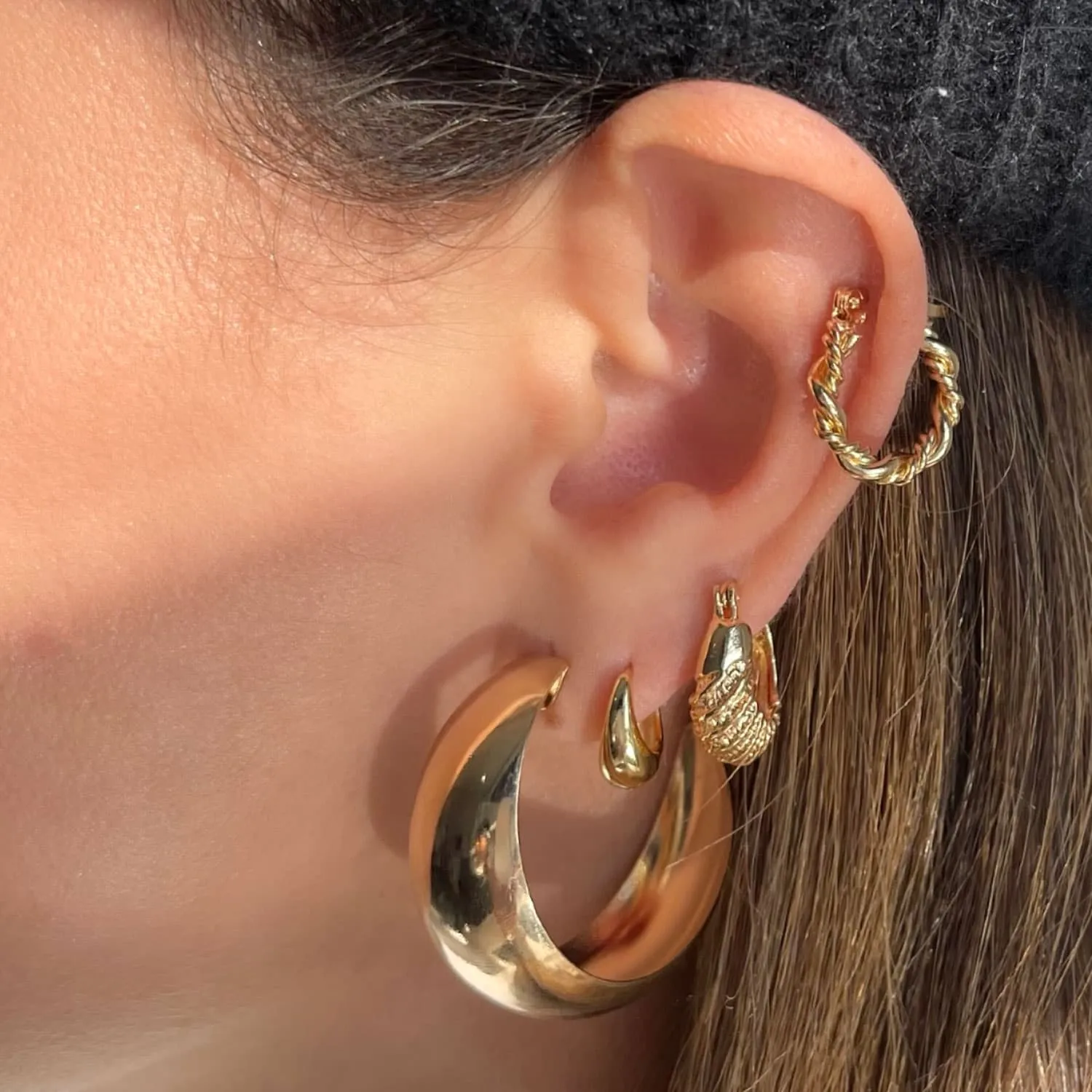 Solid Dome Hoop Earring sold by Adina Eden's product image thumbnail 3