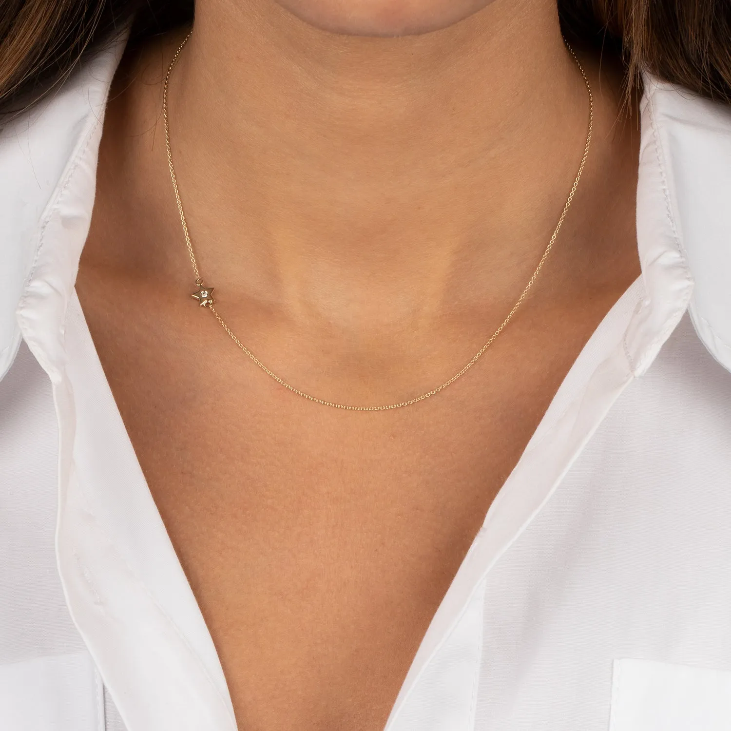 Diamond Sideway Star Necklace 14K sold by Adina Eden's product image thumbnail 2