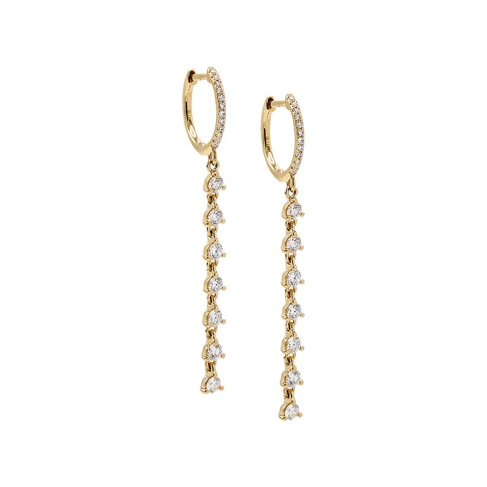 Diamond Dangling Drop Huggie Earring 14K sold by Adina Eden's