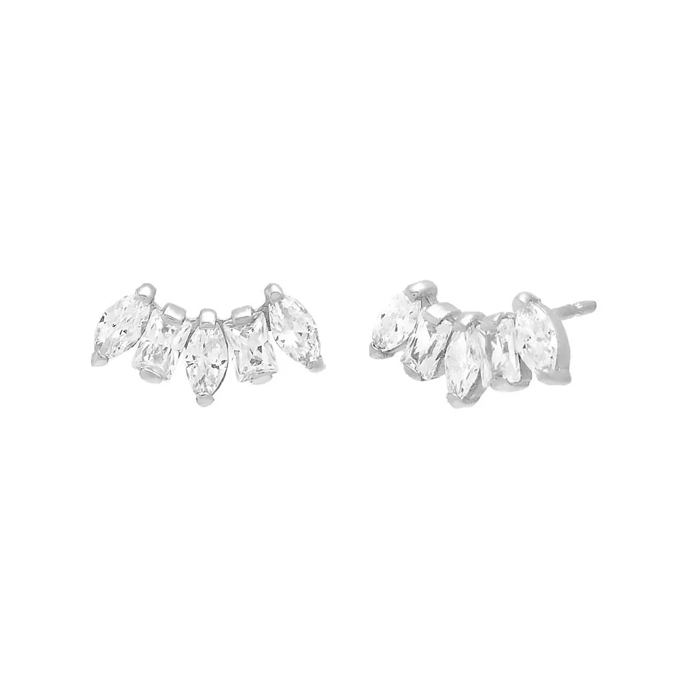 Curved CZ Multishape Stud Earring 14K sold by Adina Eden's product image thumbnail 3