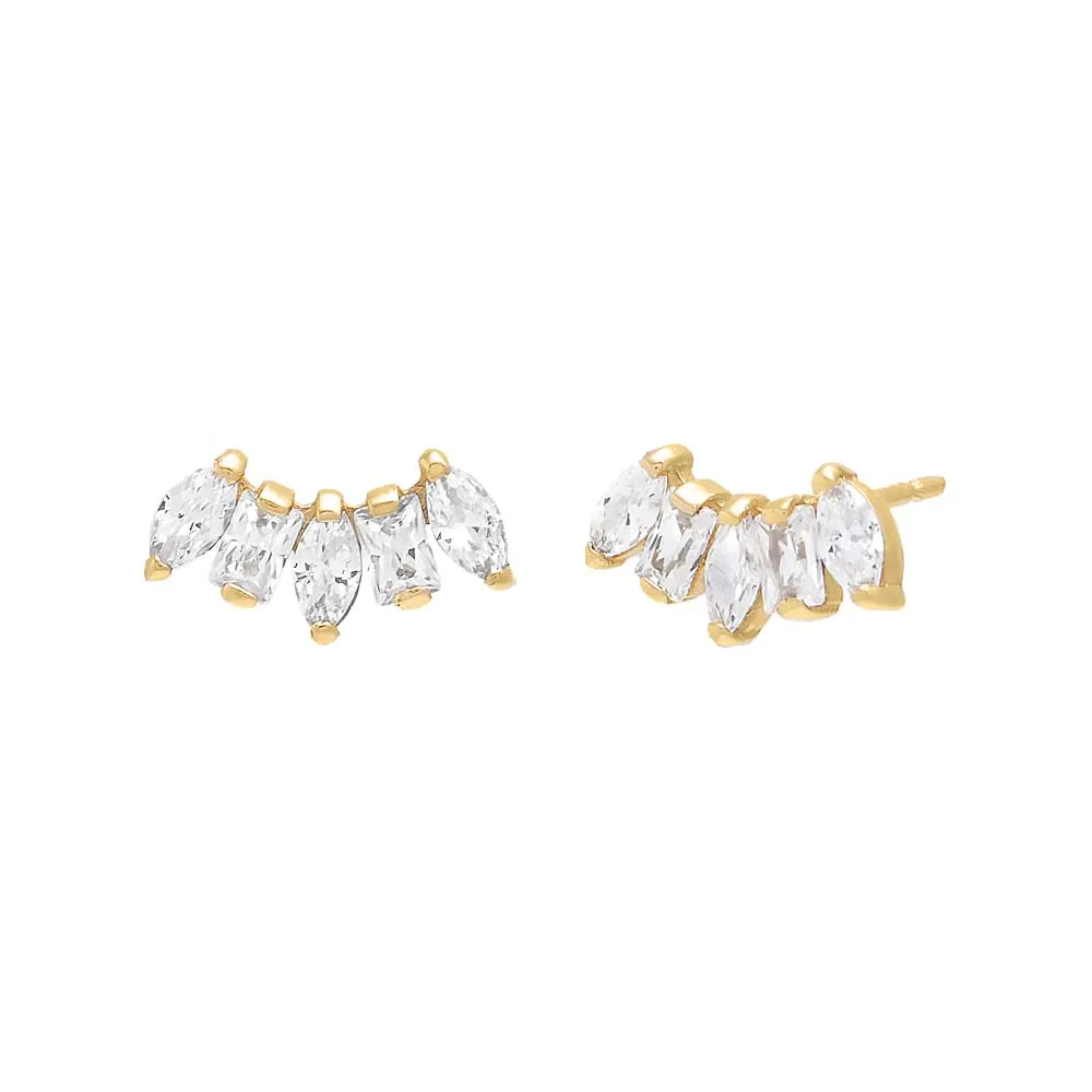 Curved CZ Multishape Stud Earring 14K sold by Adina Eden's