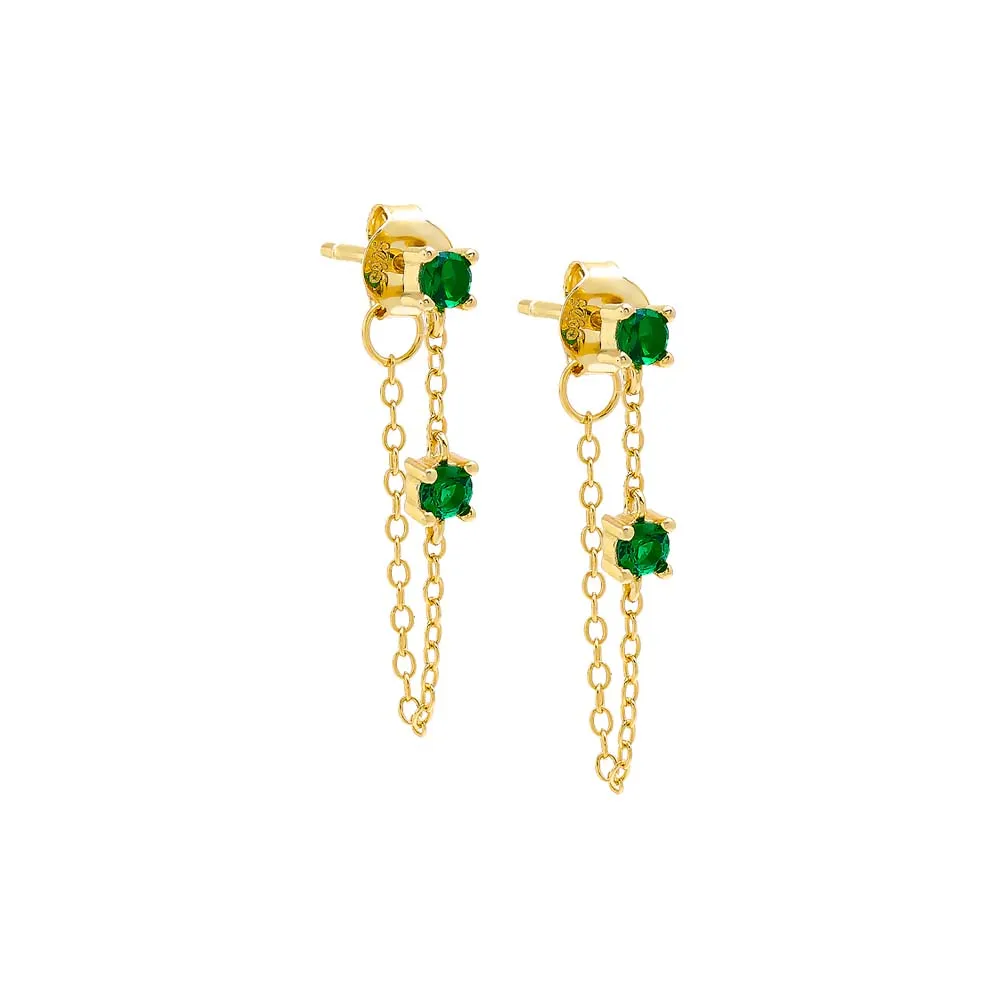 Colored Double Solitaire Chain Stud Earring sold by Adina Eden's product image thumbnail 3