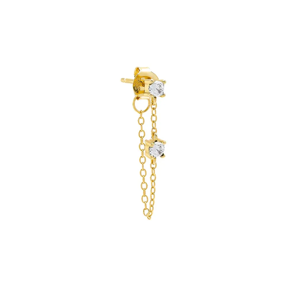 Colored Double Solitaire Chain Stud Earring sold by Adina Eden's product image thumbnail 4