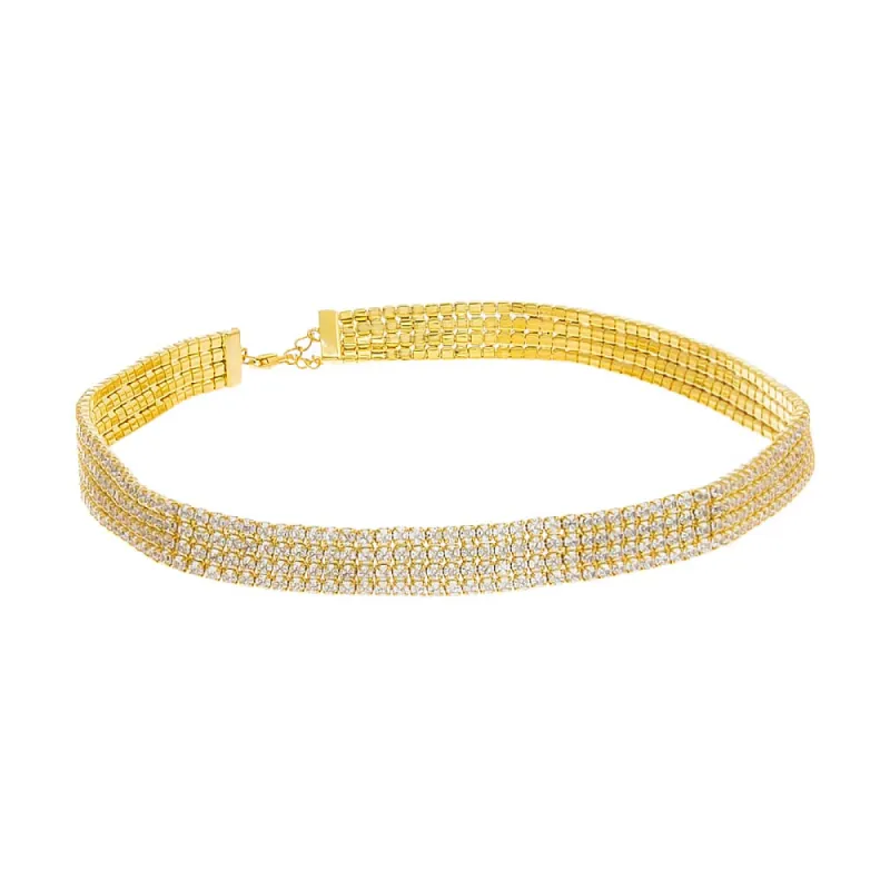 Four Row Bling Tennis Choker sold by Adina Eden's